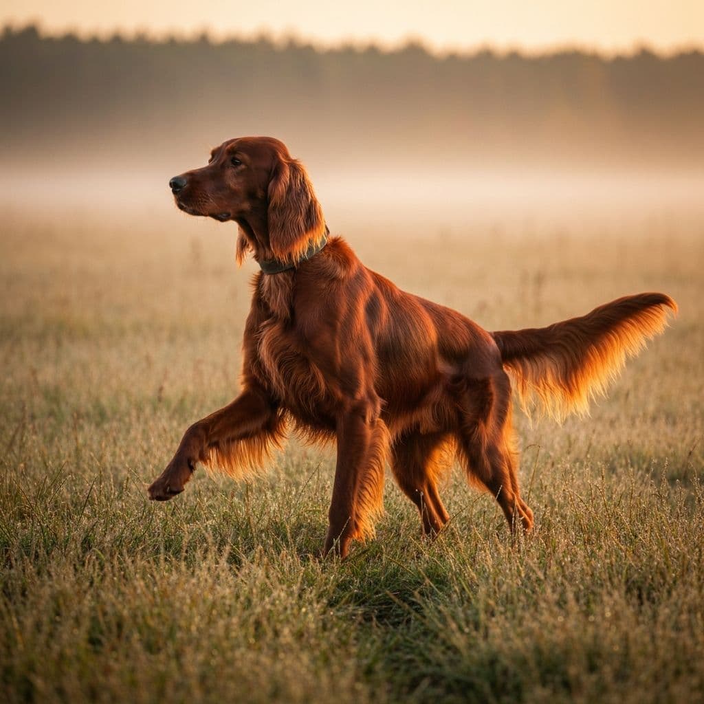 Irish Red Setter beim Vorstehen