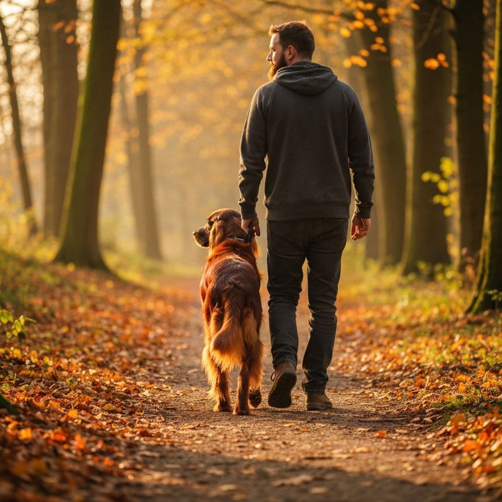 Spaziergang mit Irish Red Setter
